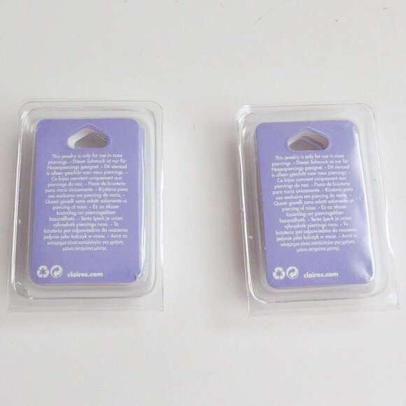 Claire's Bundle of 2 Packages Stainless Steel Nose Jewelry 6 Total Studs 20G New - Picture 2 of 7